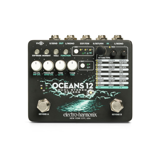 Pedal de reverb estereo dual Ehx Oceans 12