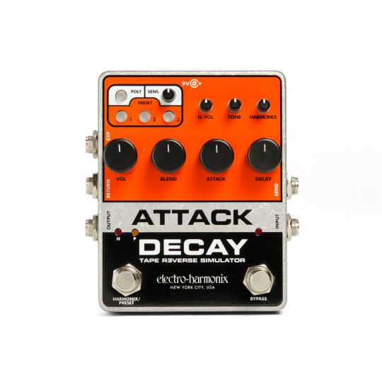 Pedal simulador de reverso de cinta Ehx Attack Decay